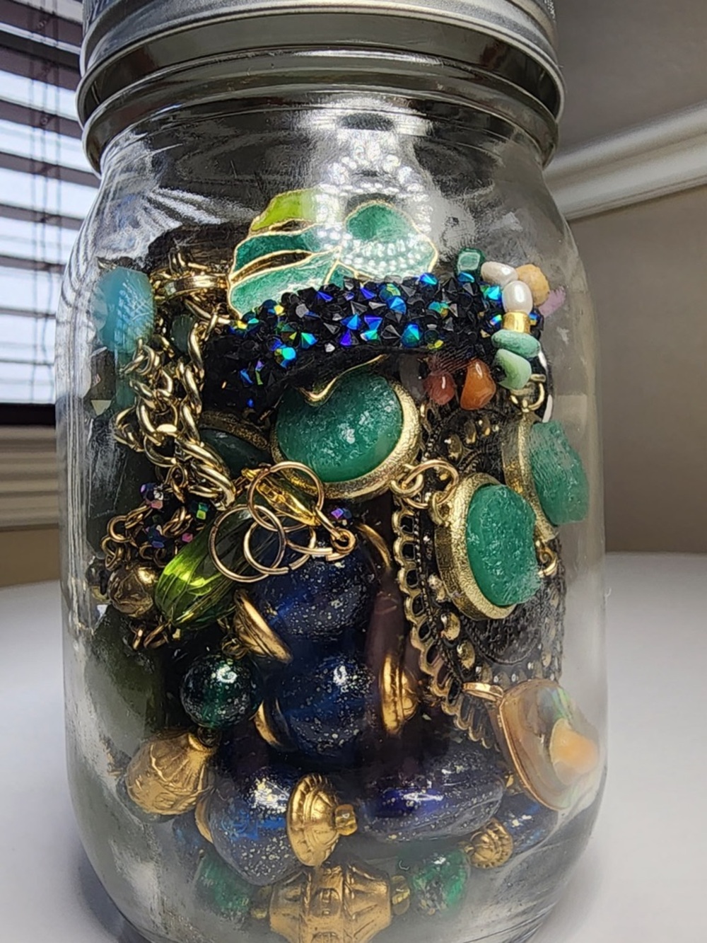 Blues and Greens Jewelry Jar